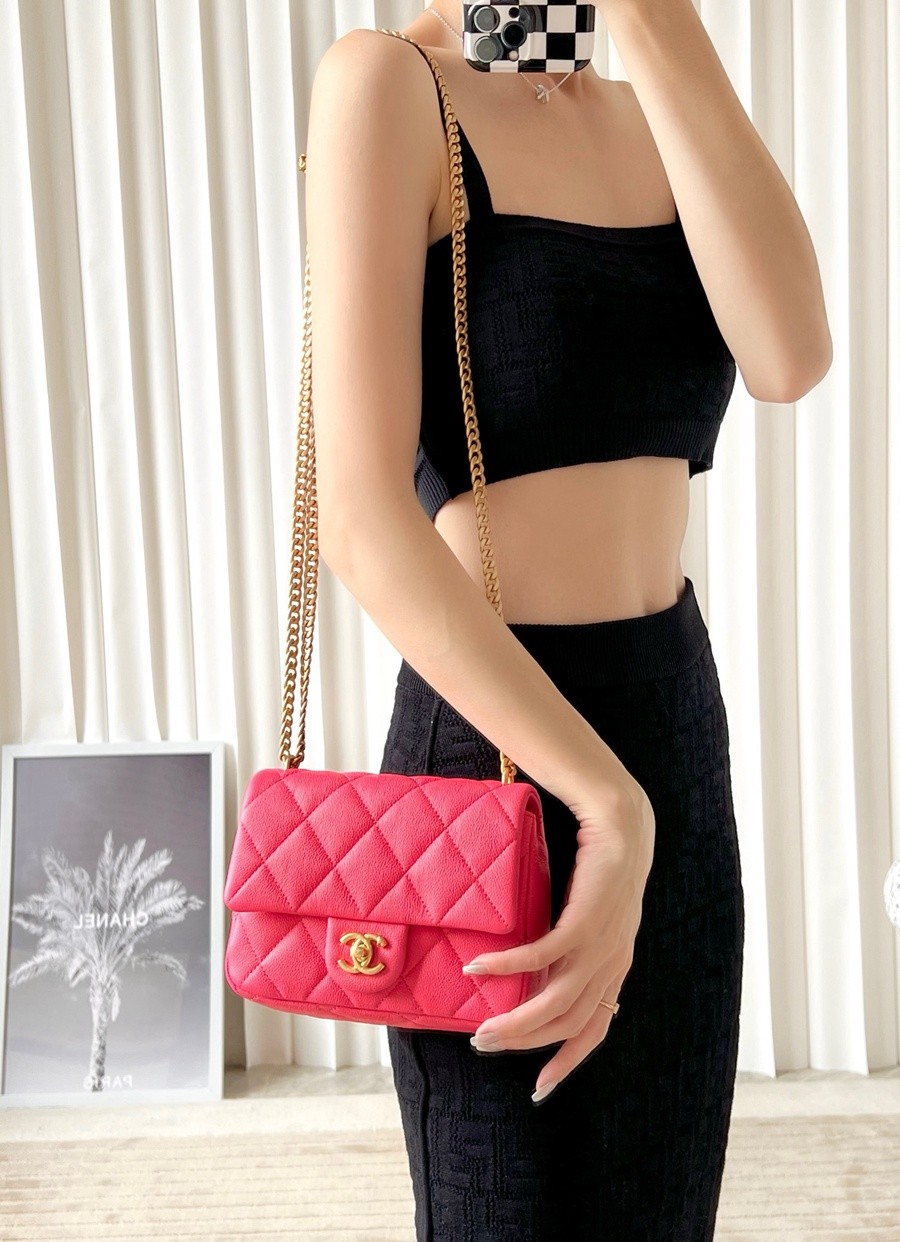 小香 23P系列愛心扣口蓋包 深粉中號_24