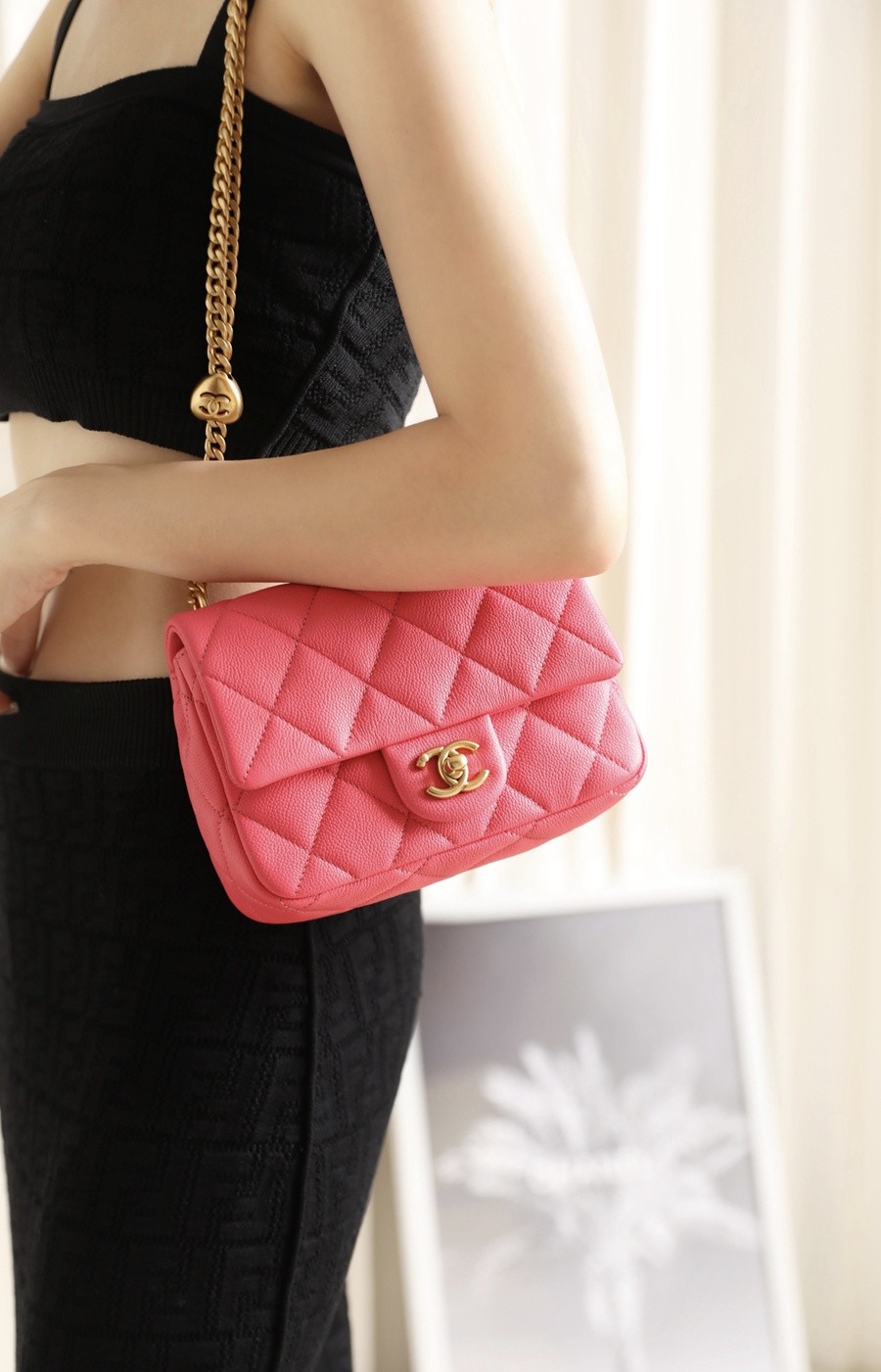 小香 23P系列愛心扣口蓋包 深粉中號_25