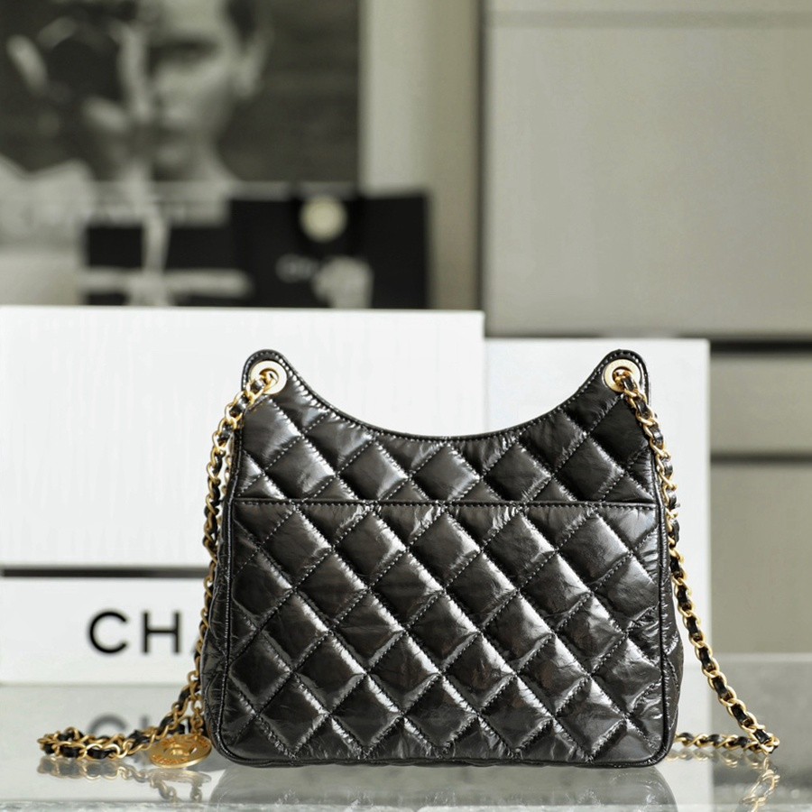 小香 23C早春新款天貓精靈 Hobo流浪包 中號黑色_4