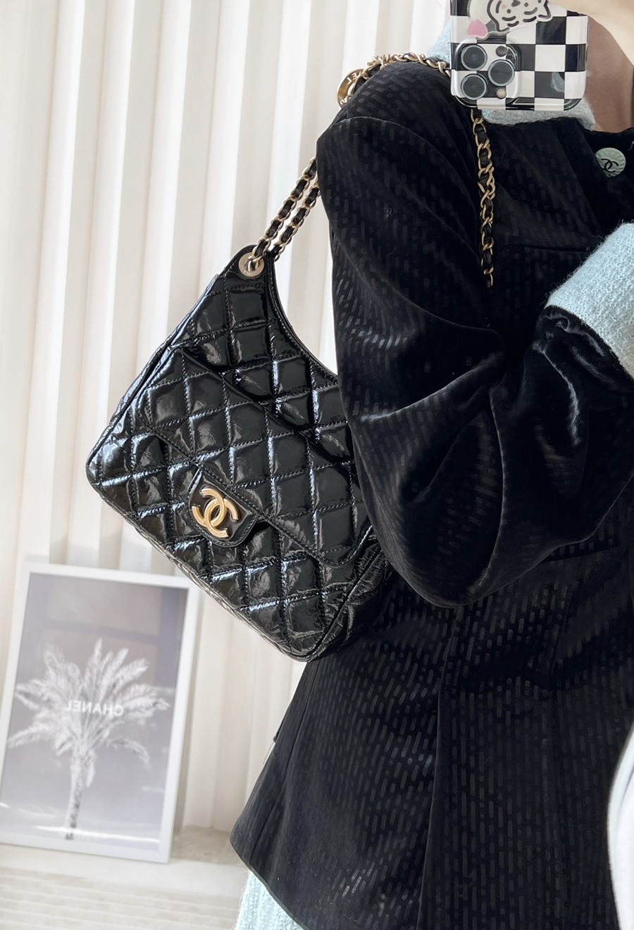 小香 23C早春新款天貓精靈 Hobo流浪包 中號黑色_19