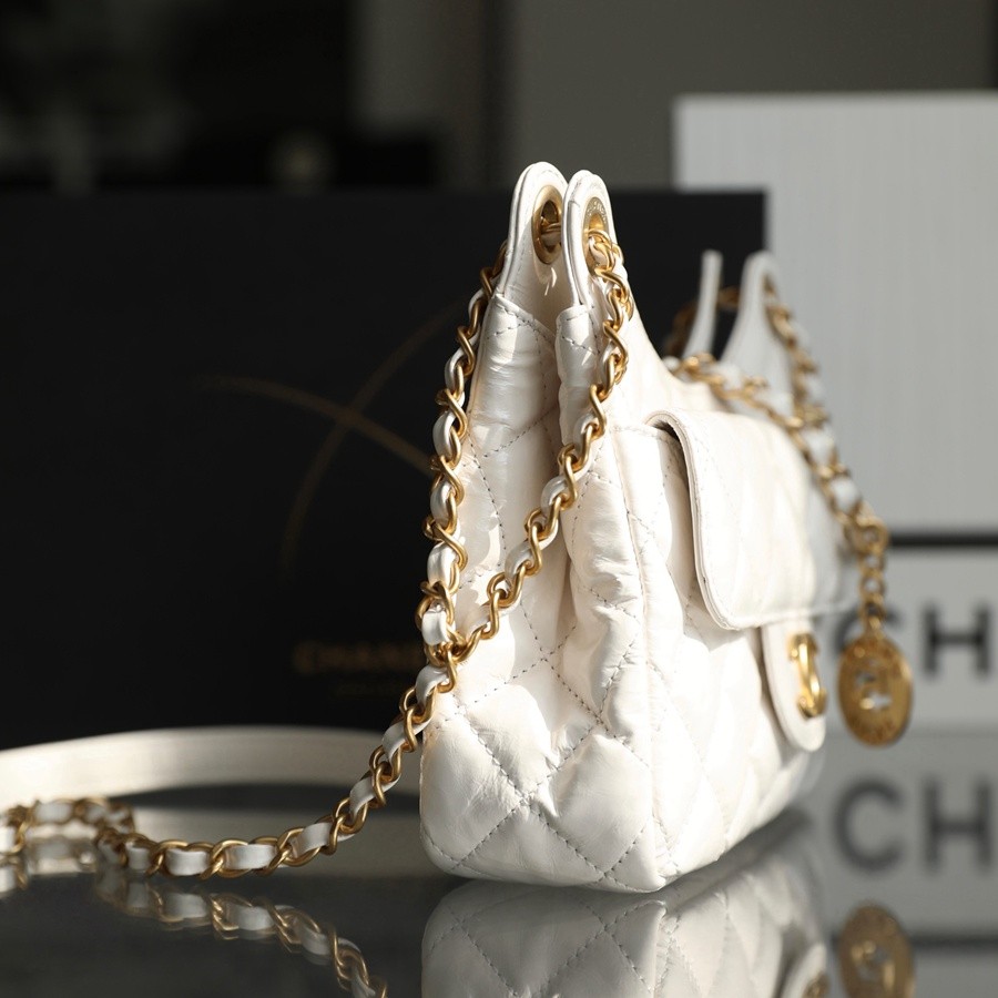 小香 23C早春油蠟皮天貓精靈 Hobo流浪包 小號白色_2