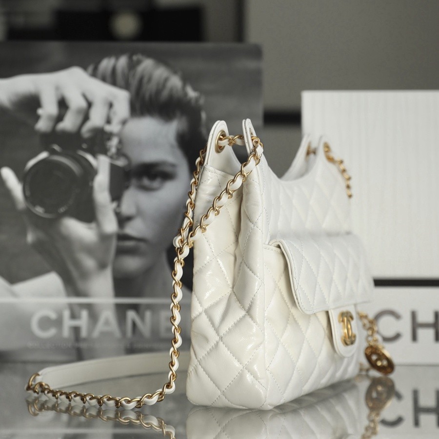 小香 23C早春新款天貓精靈 Hobo流浪包 中號白色_3