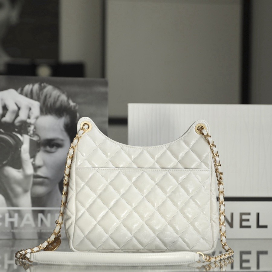 小香 23C早春新款天貓精靈 Hobo流浪包 中號白色_4