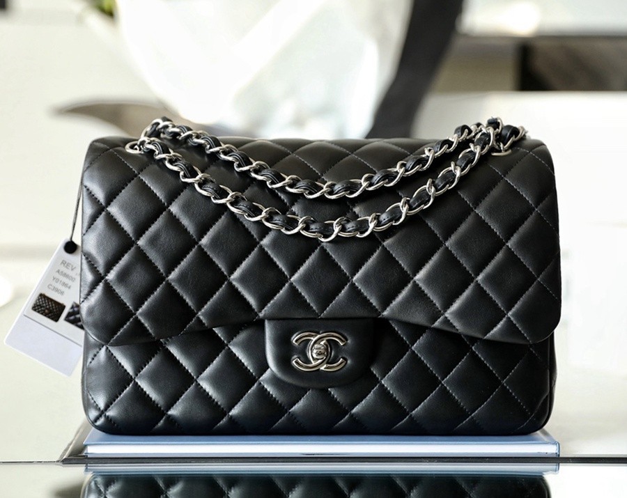 小香 cf30 羊皮黑色 銀扣_1