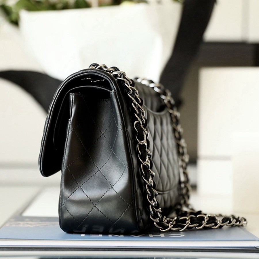 小香 cf30 羊皮黑色 銀扣_3