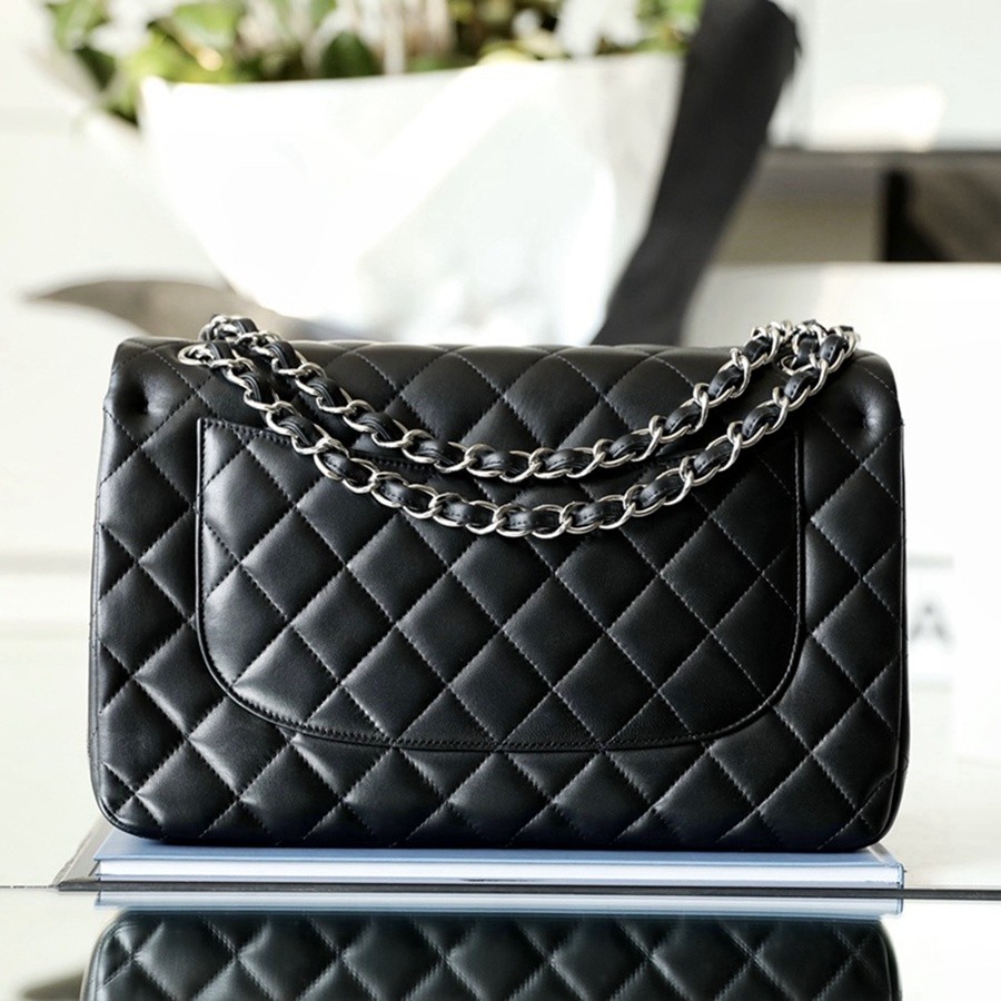 小香 cf30 羊皮黑色 銀扣_2