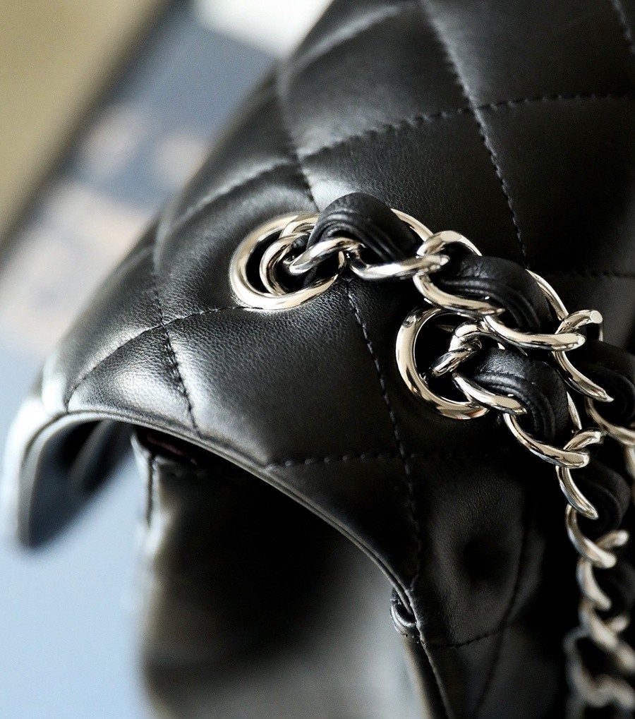 小香 cf30 羊皮黑色 銀扣_10