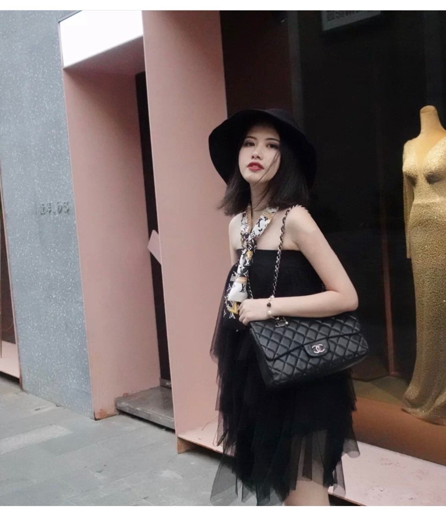 小香 cf30 羊皮黑色 銀扣_22