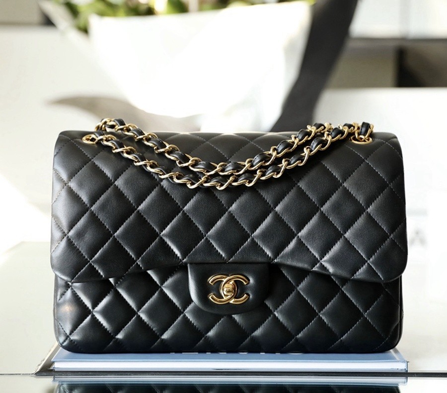 小香 cf30 羊皮黑色 金扣_1