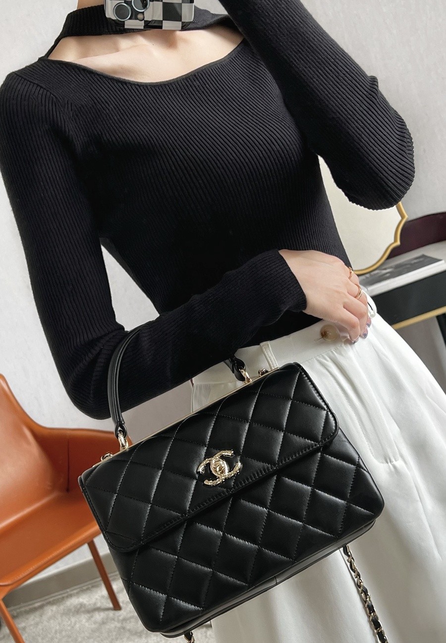 小香 Trendycc手柄口蓋包 羊皮 黑色_16