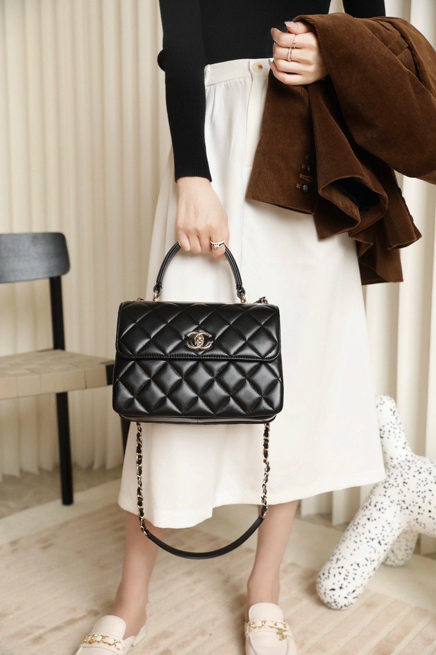 小香 Trendycc手柄口蓋包 羊皮 黑色_18