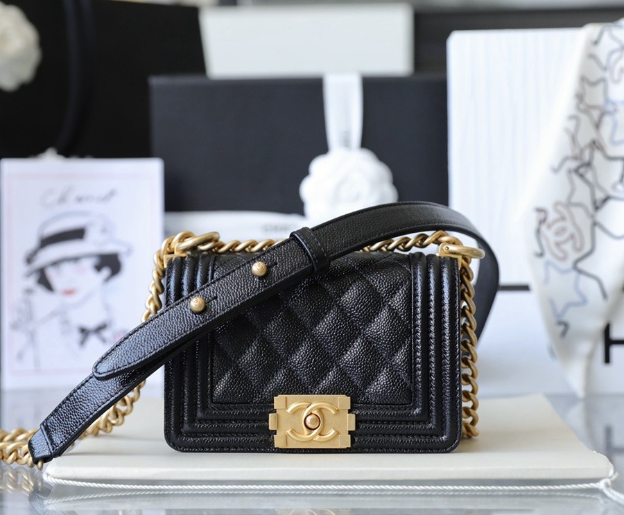 小香 Leboy  荔枝紋牛皮 mini 黑金_1