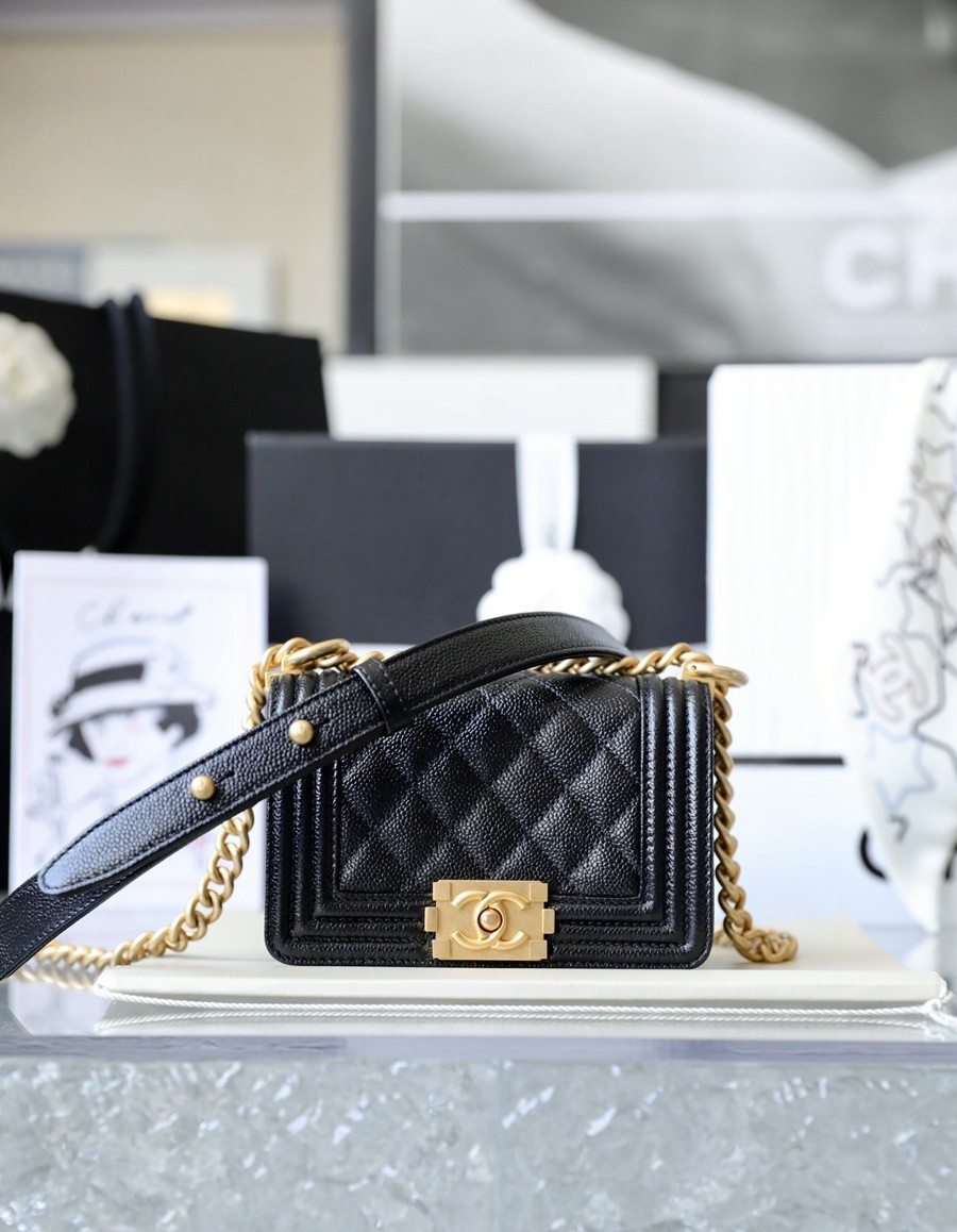 小香 Leboy  荔枝紋牛皮 mini 黑金_9