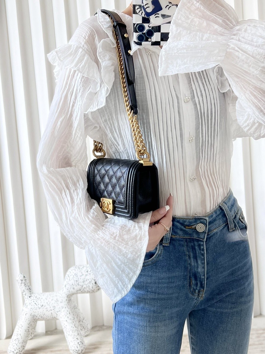 小香 Leboy  荔枝紋牛皮 mini 黑金_18