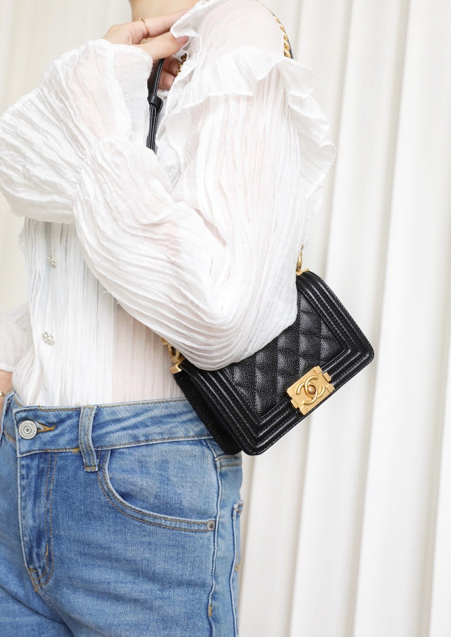 小香 Leboy  荔枝紋牛皮 mini 黑金_21