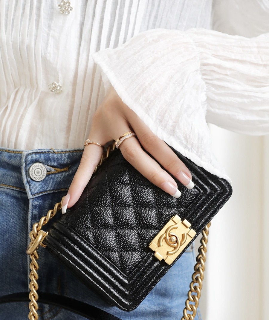 小香 Leboy  荔枝紋牛皮 mini 黑金_23