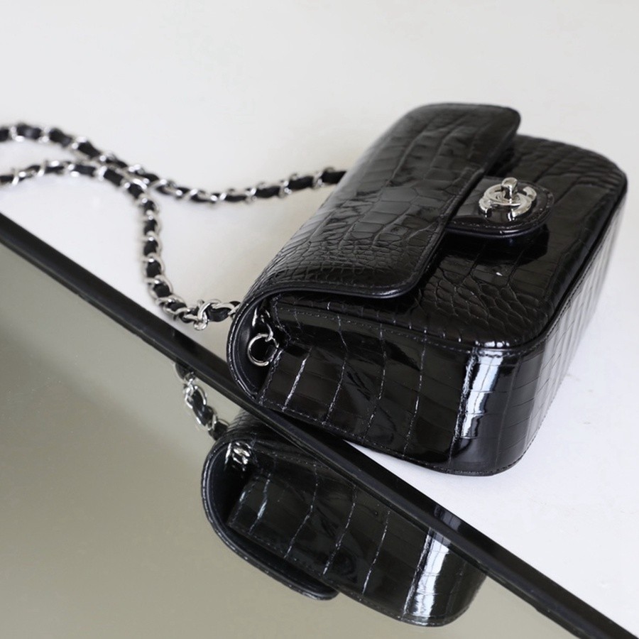 小香 CF大mini 美洲鱷稀有皮 黑銀_5