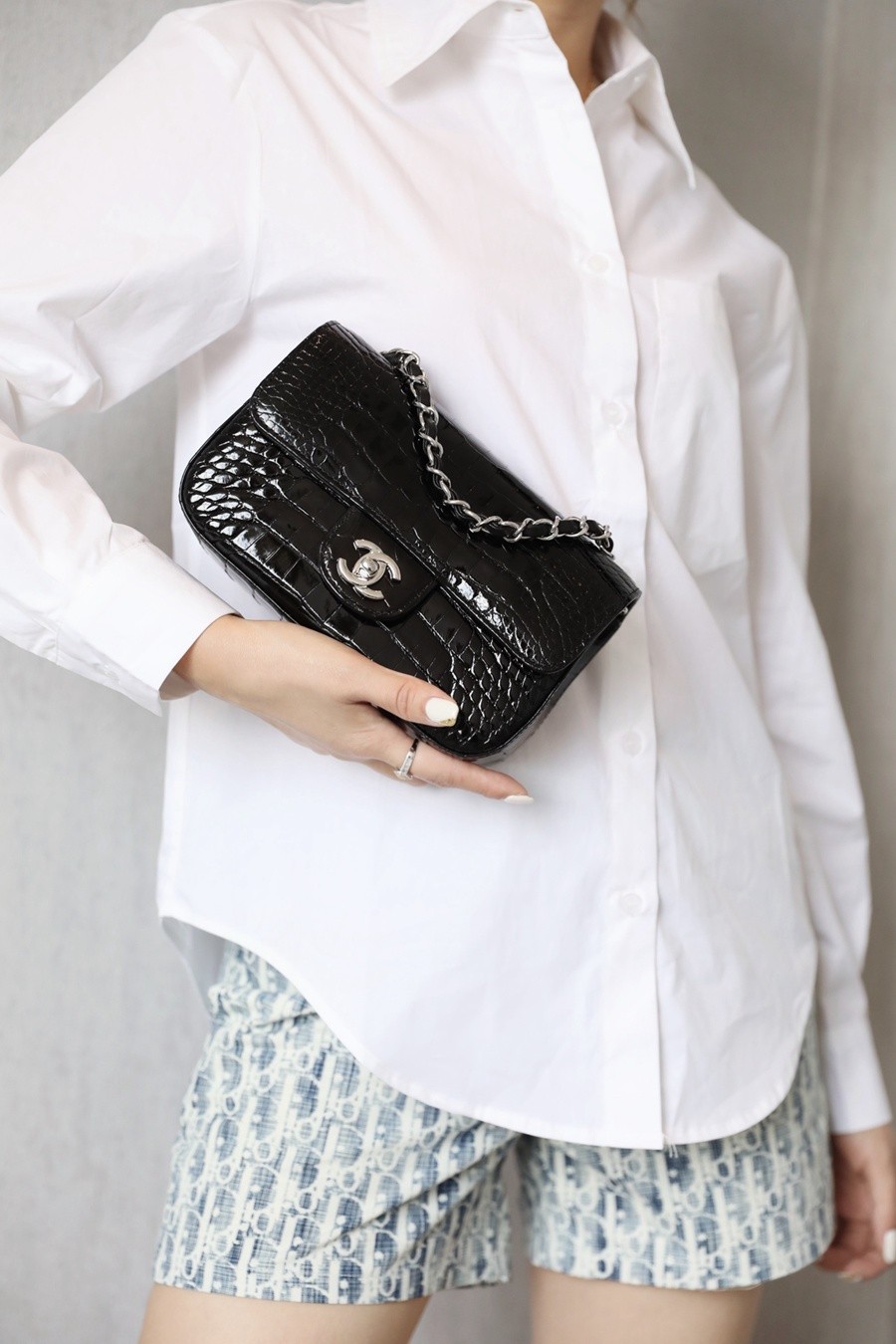 小香 CF大mini 美洲鱷稀有皮 黑銀_9