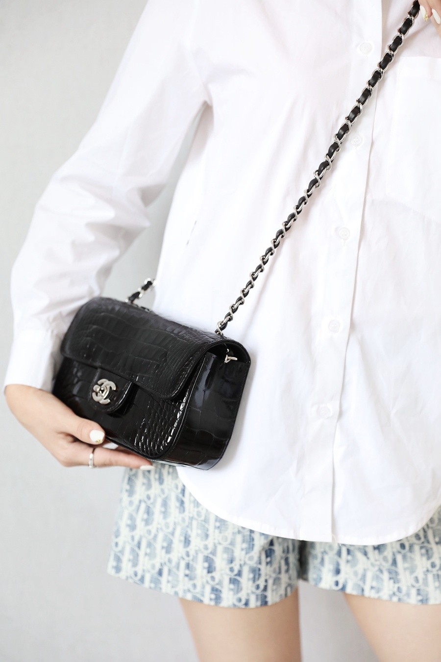 小香 CF大mini 美洲鱷稀有皮 黑銀_12