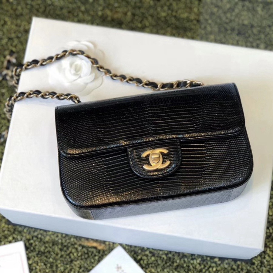 小香 CF大mini 稀有皮蜥蜴腹部皮 黑銀_5