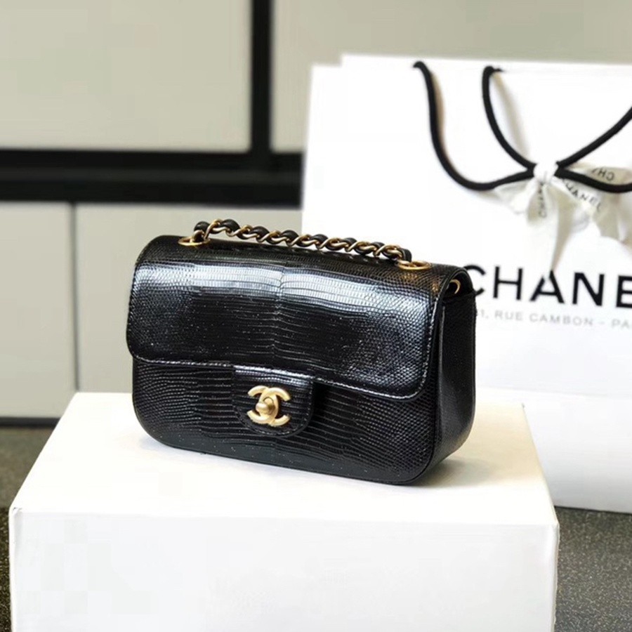 小香 CF大mini 稀有皮蜥蜴腹部皮 黑銀_9