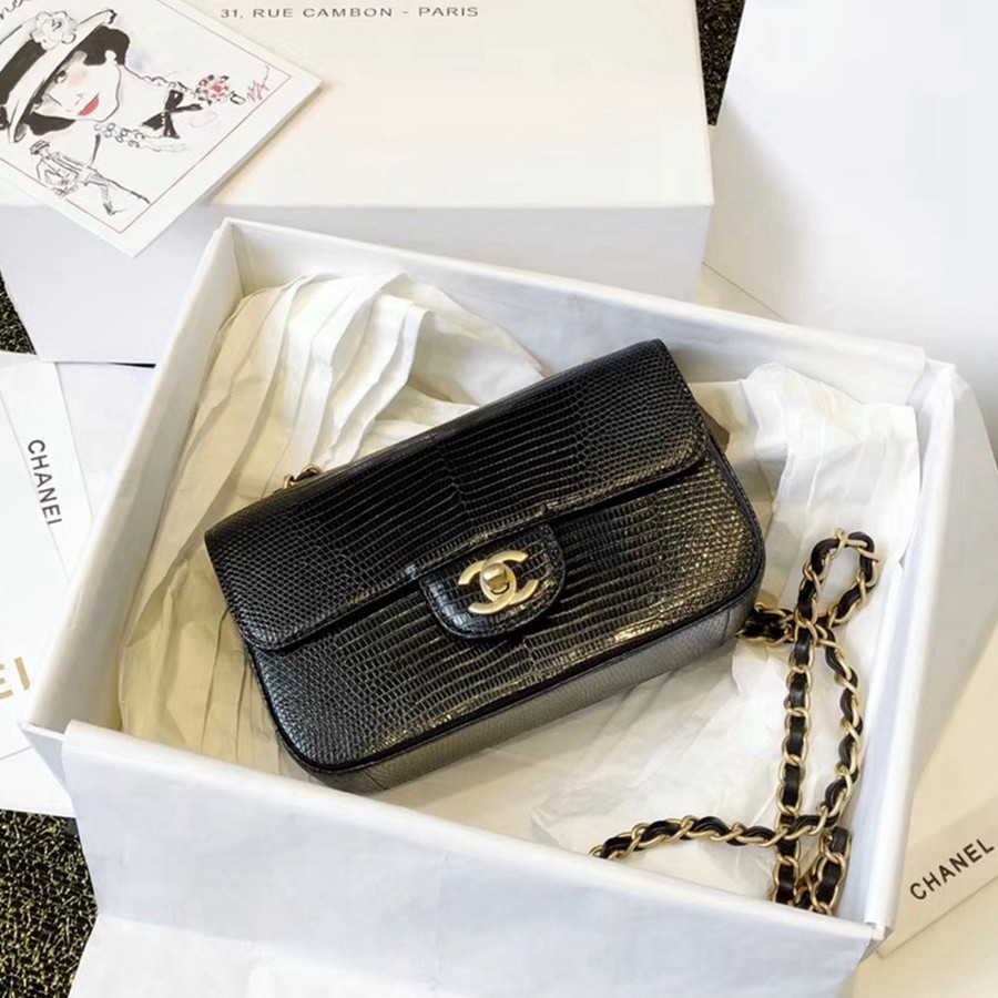 小香 CF大mini 稀有皮蜥蜴腹部皮 黑銀_10