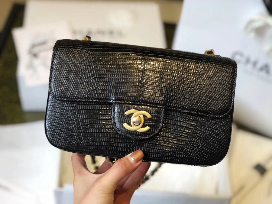 小香 CF大mini 稀有皮蜥蜴腹部皮 黑銀_11