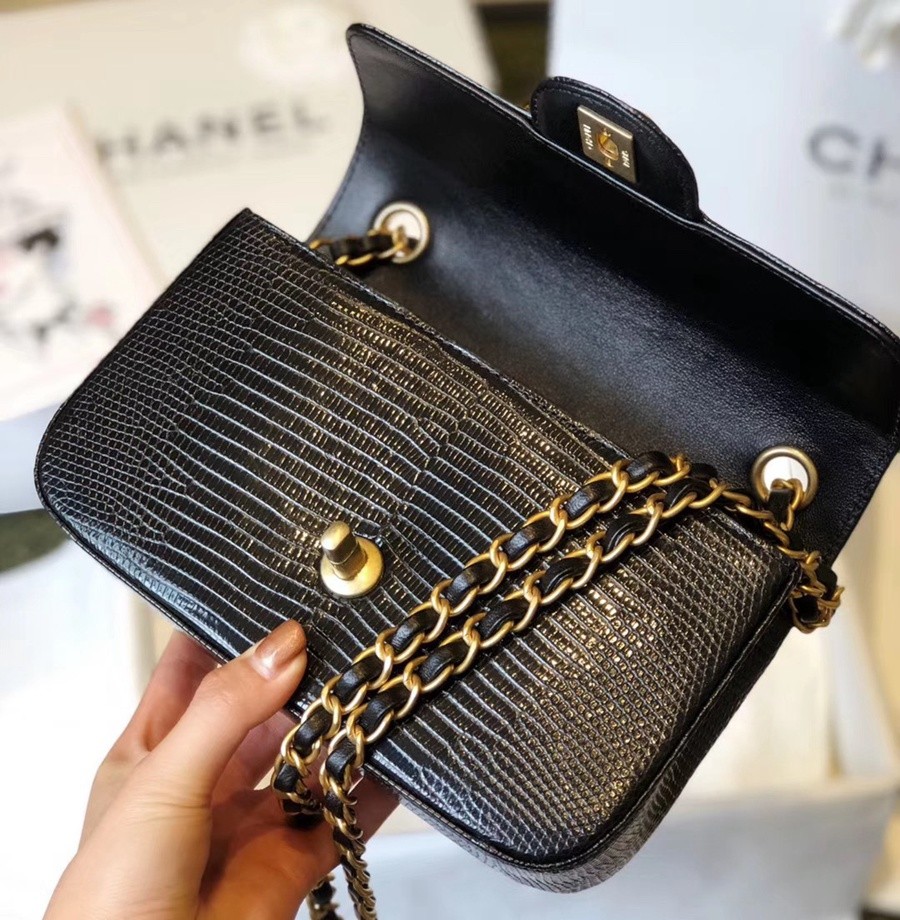 小香 CF大mini 稀有皮蜥蜴腹部皮 黑銀_14