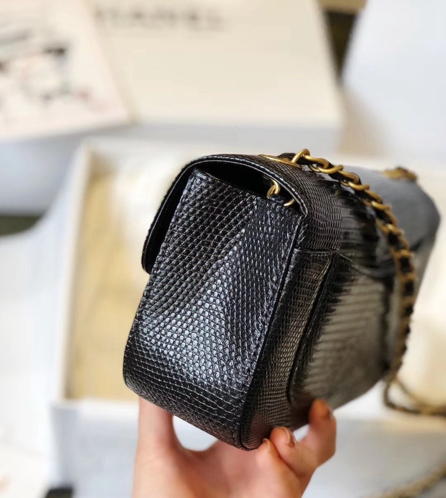 小香 CF大mini 稀有皮蜥蜴腹部皮 黑銀_15