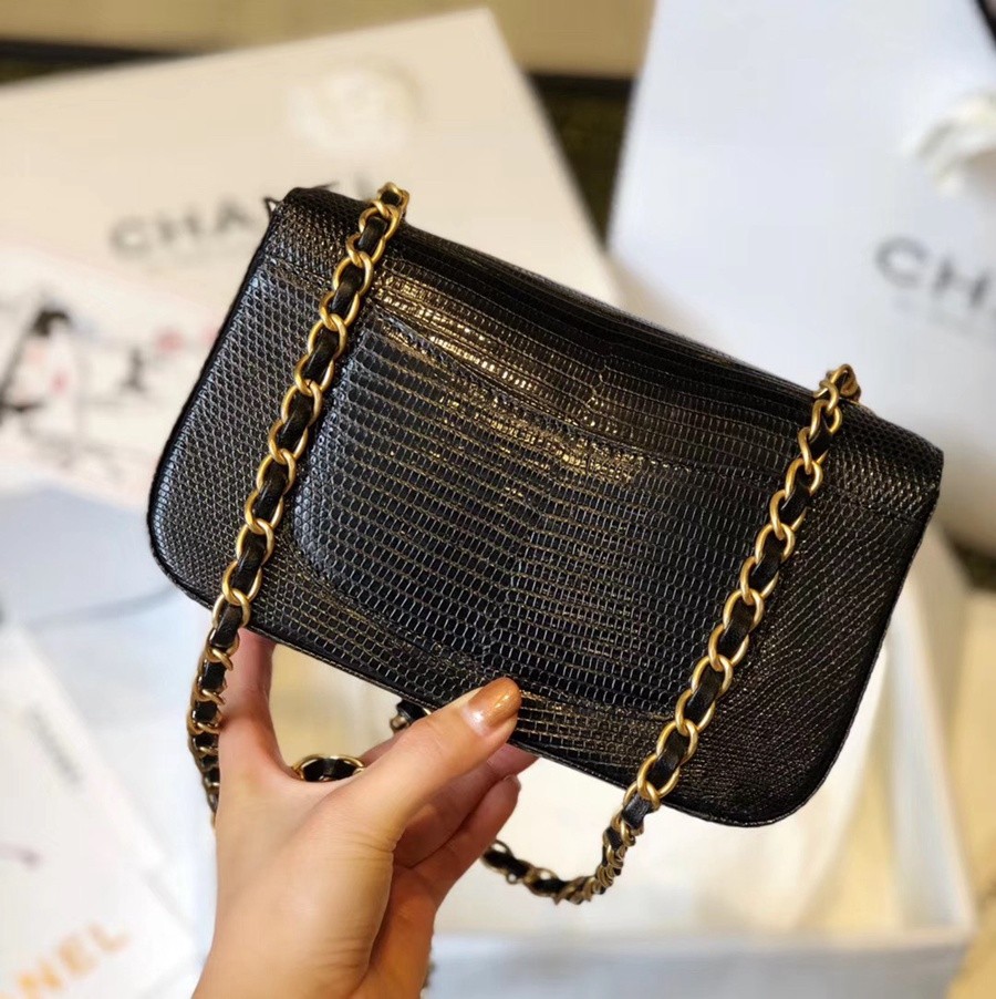 小香 CF大mini 稀有皮蜥蜴腹部皮 黑銀_16