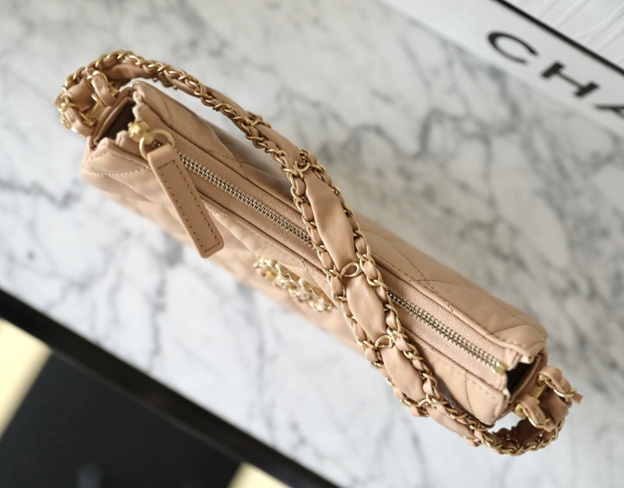 小香 19 Hobo腋下包 褶皺牛皮 杏色 大號_2