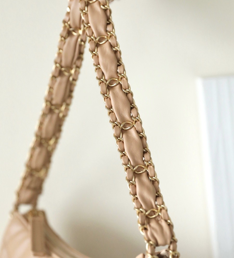 小香 19 Hobo腋下包 褶皺牛皮 杏色 大號_10