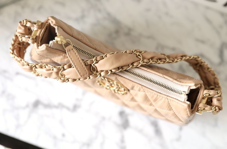 小香 19 Hobo腋下包 褶皺牛皮 杏色 小號_2