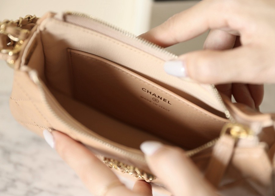 小香 19 Hobo腋下包 褶皺牛皮 杏色 小號_6