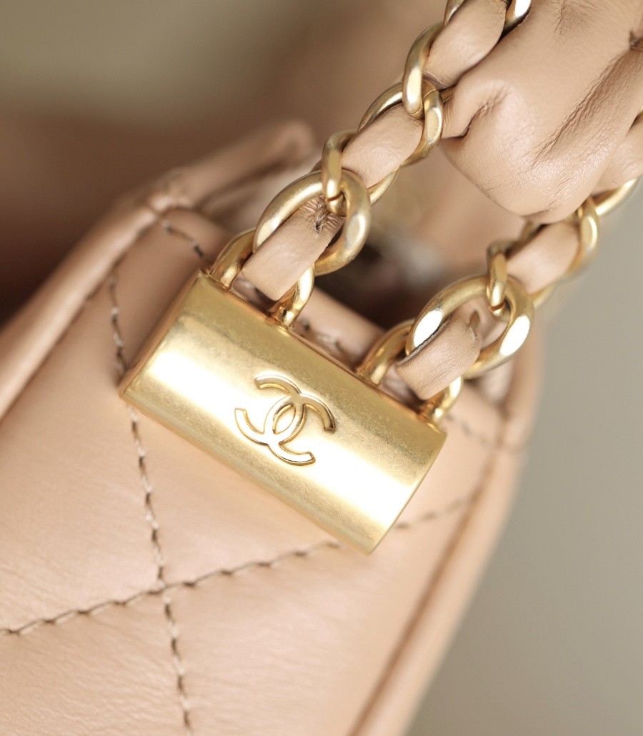 小香 19 Hobo腋下包 褶皺牛皮 杏色 小號_13