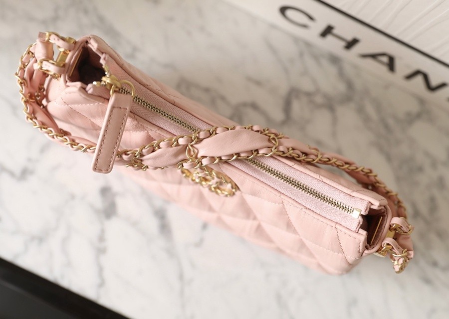 小香 19 Hobo腋下包 褶皺牛皮 粉色 大號_5