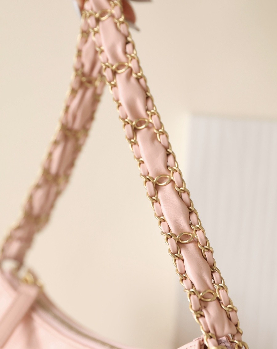 小香 19 Hobo腋下包 褶皺牛皮 粉色 大號_9