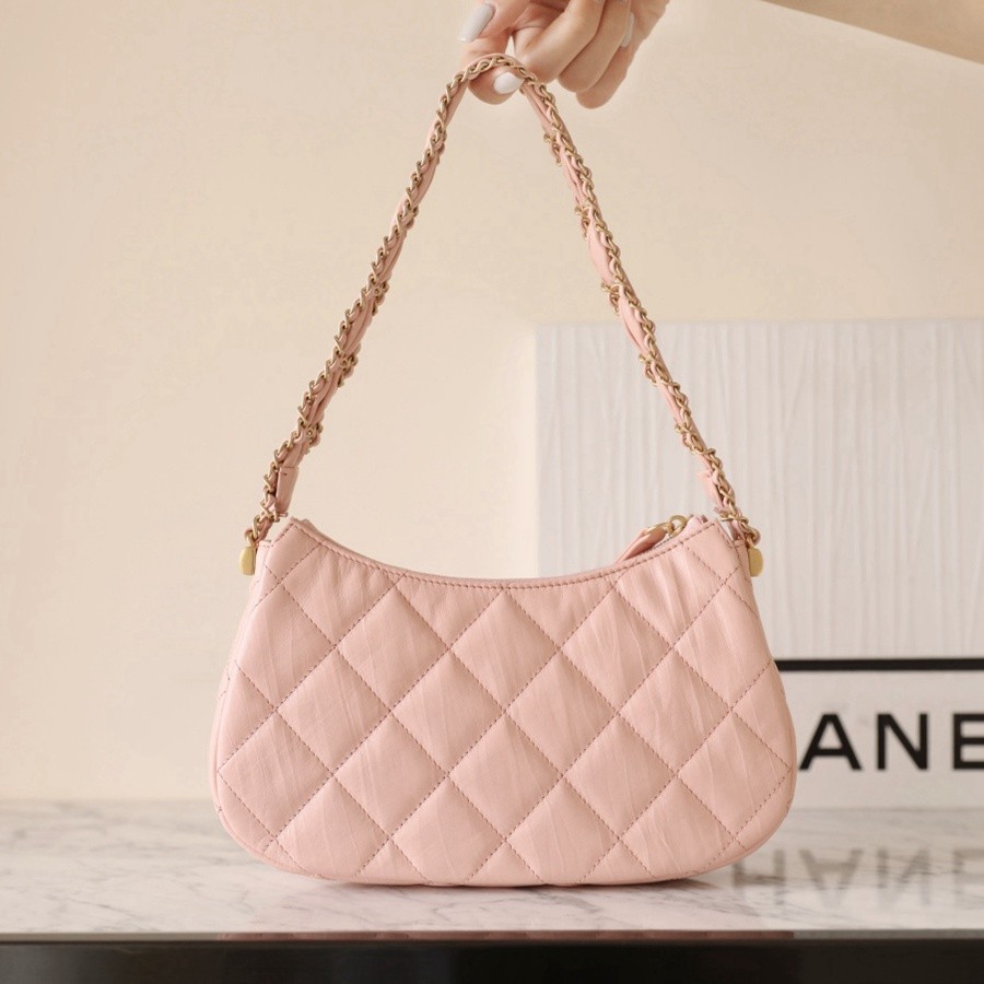 小香 19 Hobo腋下包 褶皺牛皮 粉色 大號_2