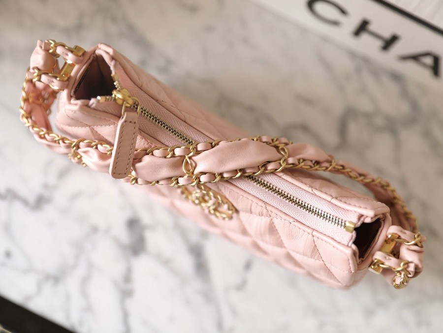 小香 19 Hobo腋下包 褶皺牛皮 粉色 小號_4