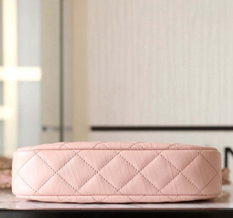 小香 19 Hobo腋下包 褶皺牛皮 粉色 小號_5