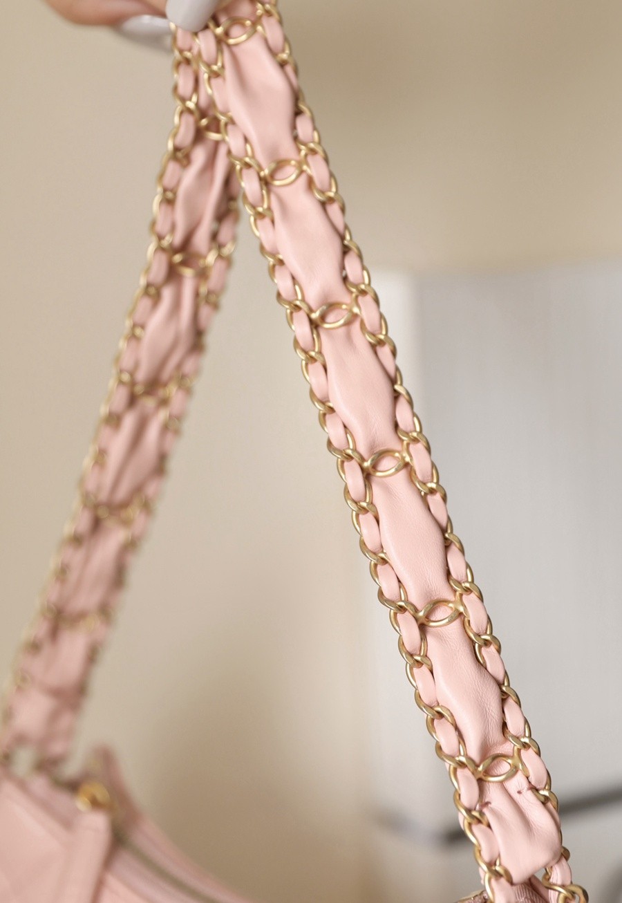 小香 19 Hobo腋下包 褶皺牛皮 粉色 小號_10