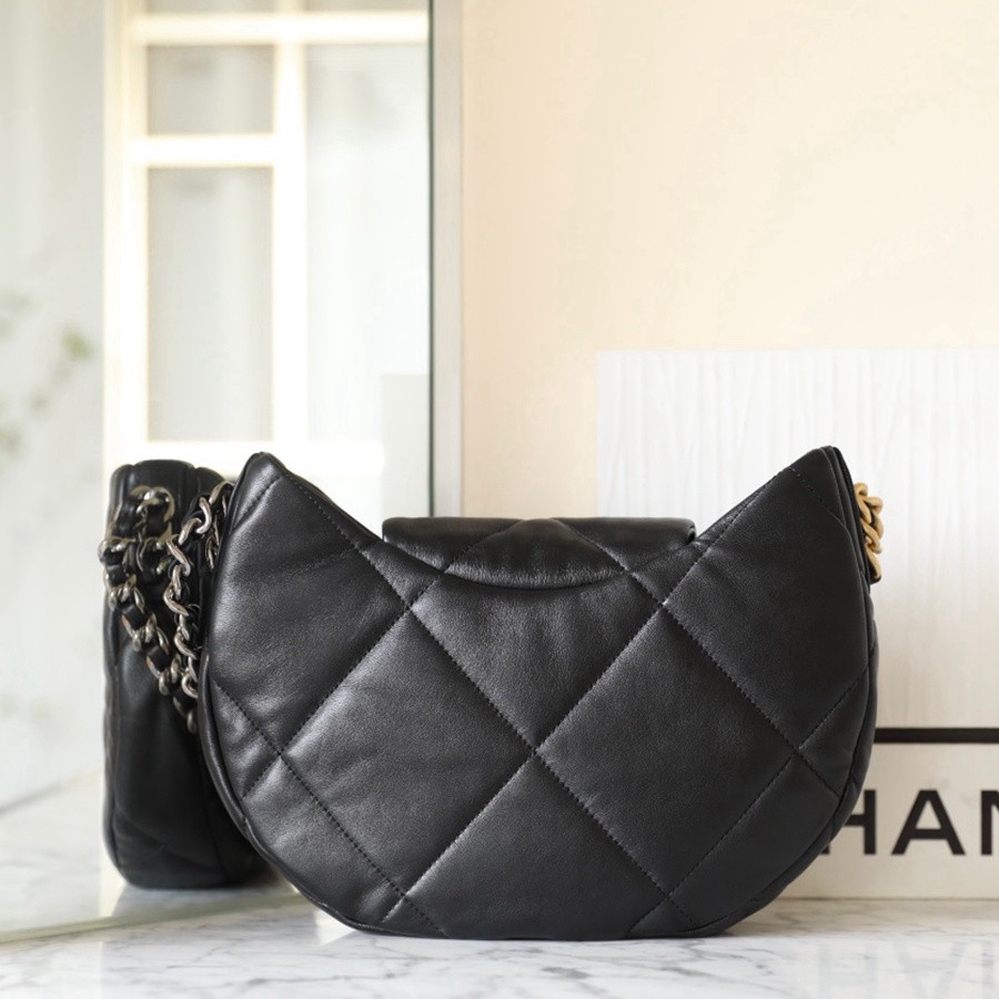 小香 24C早春新款19系Hobo流浪包 羊皮 黑金_4