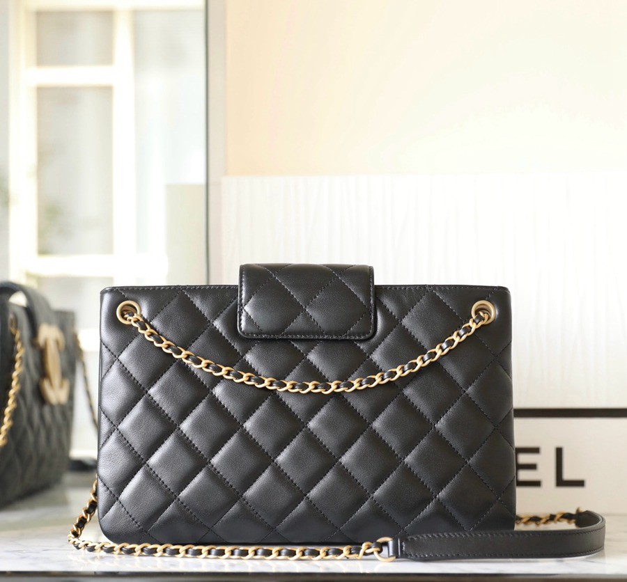 24c早春 大logo橫款購物袋 黑色_3