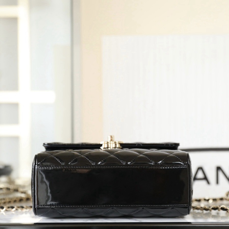 23k秋冬 手柄漆皮盒子包 黑色_5