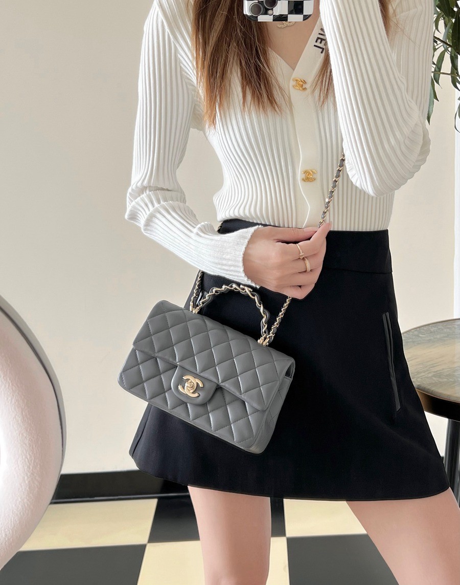 23k秋冬雙c手柄口蓋包 深灰_23