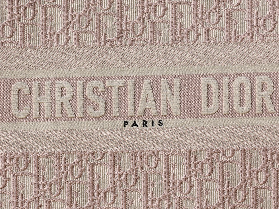 中號book tote系列女士玫瑰粉色老花刺繡手提托特包_4