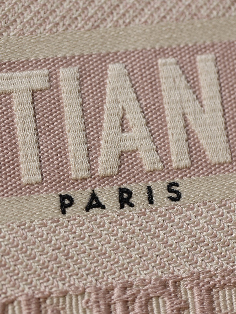 中號book tote系列女士玫瑰粉色老花刺繡手提托特包_6