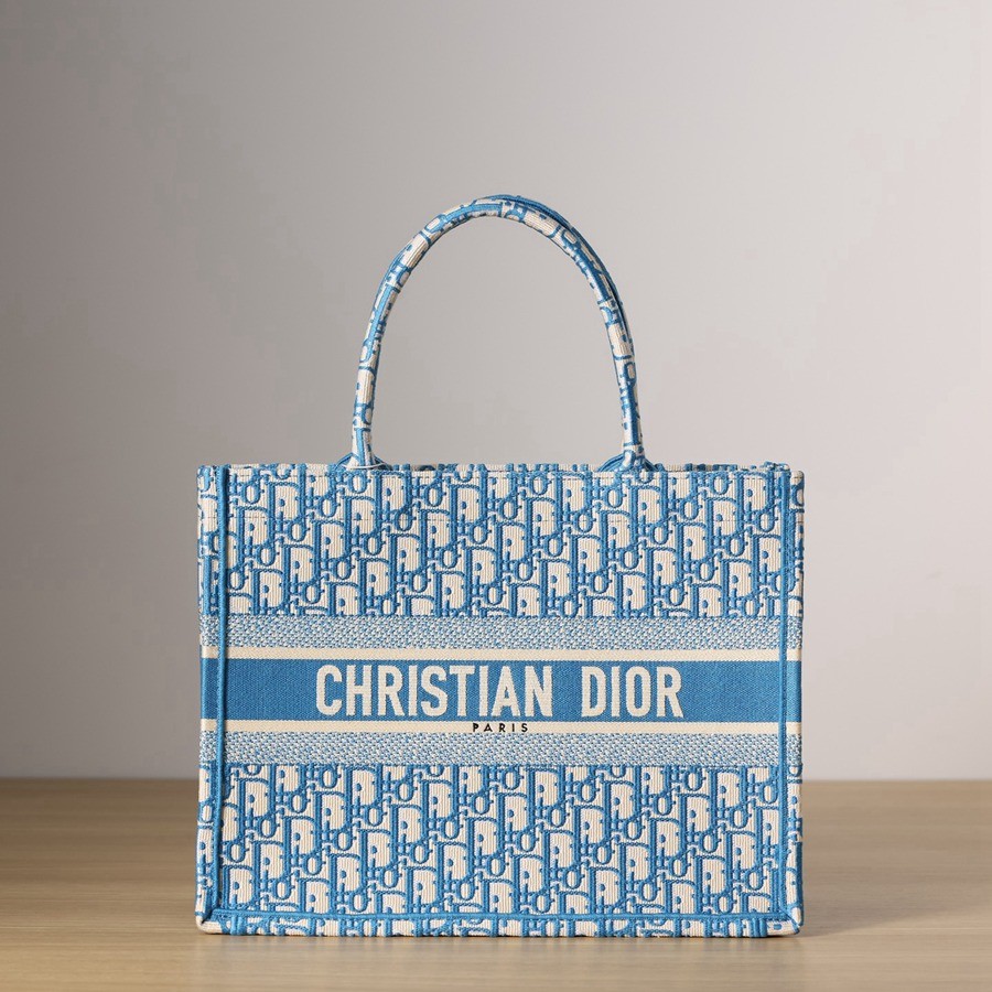 中號BOOK TOTE 手袋矢車菊藍 Oblique 印花_1