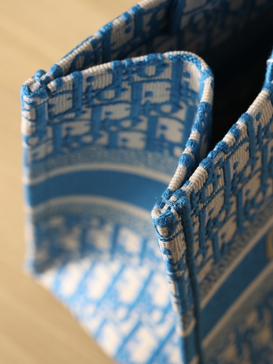 中號BOOK TOTE 手袋矢車菊藍 Oblique 印花_13