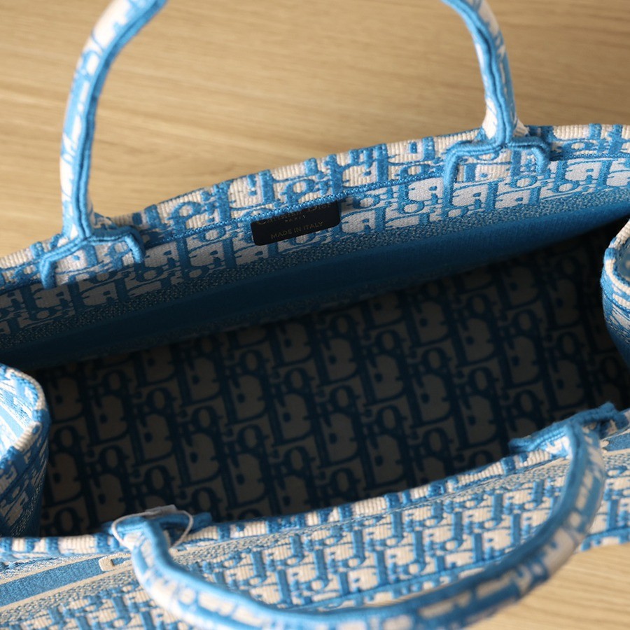 中號BOOK TOTE 手袋矢車菊藍 Oblique 印花_16